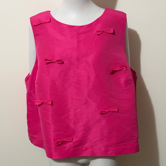 kate spade Tops - Kate Spade Fuchsia Sleeveless Blouse with Bow Details